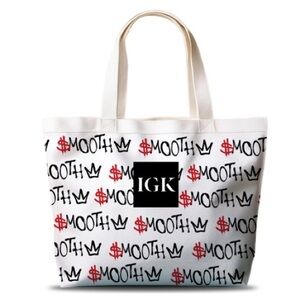 IGK White Graphic Tote Bag Good Behavior SMOOTh beach bag